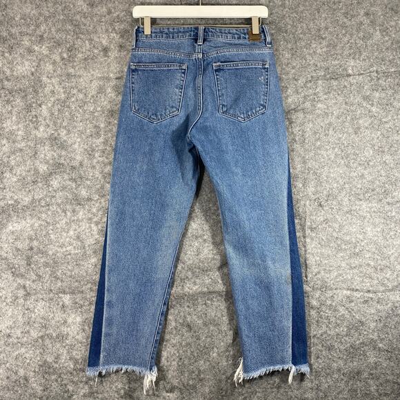 Hidden Jeans 26 Two Tone Blue Denim Distressed High Rise Tracey Straight Leg - Picture 2 of 14